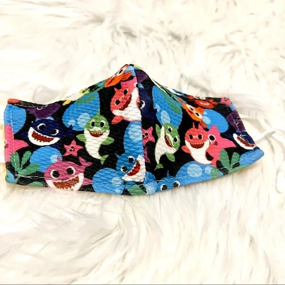 Baby shark face mask, Trendy cartoon character mask for toddlers and kids